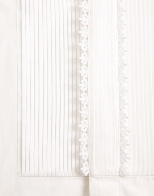 Valentino - Valentino Cotton Poplin Shirt With Pleated Plastron And Lace Details - White - Man - Shirts