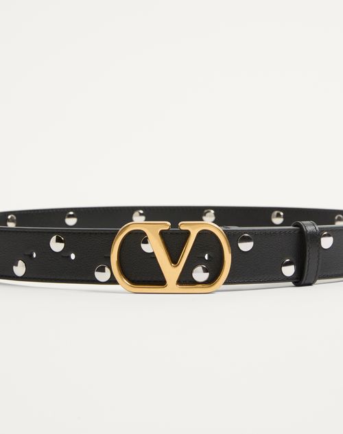 Valentino Garavani - Vlogo Signature Belt In Shiny Calfskin 30 Mm - Black - Woman - Belts - Accessories