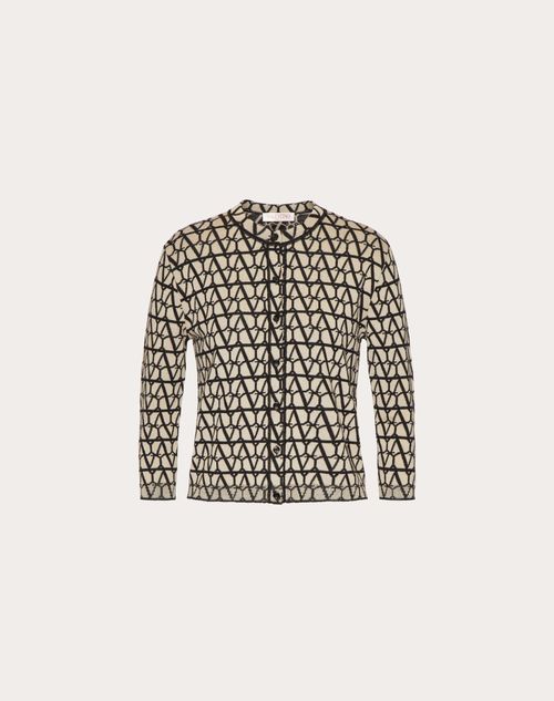 Valentino - Toile Iconographe Wool Cardigan - Beige/black - Woman - All About Logo