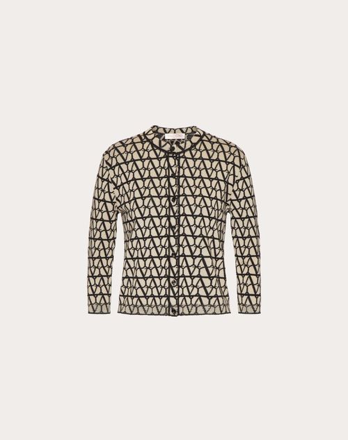 Valentino - Cardigan In Lana Toile Iconographe - Beige/nero - Donna - Shelve - Pap Toile