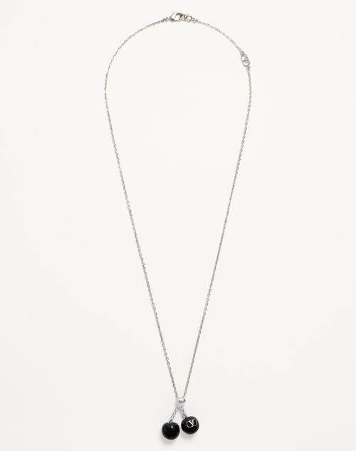 Valentino Garavani - Valentino Garavani Chez Valentino Necklace In Metal And Enamel - Palladium - Man - Jewellery