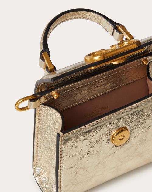 Micro Vsling Handbag In Metallic Calfskin for Woman in Platinum ...