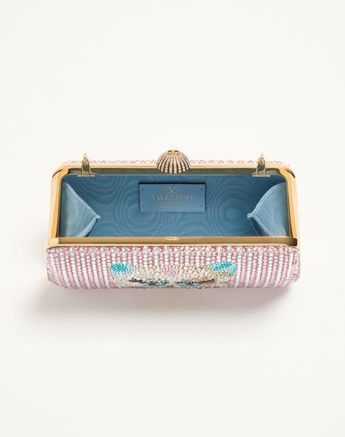 Valentino Garavani - Valentino Garavani Carry Secrets Minaudiere With Le Chat De La Maison Rhinestone Motif - Pink - Woman - Clutches