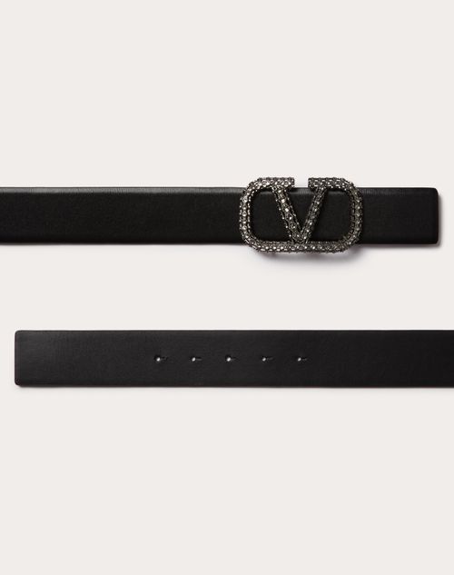 Vlogo Signature Belt In Shiny Calfskin 40mm for Woman in Black ...