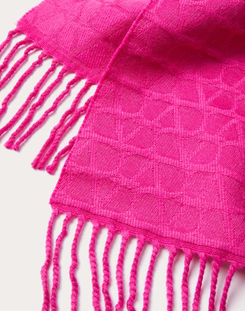 Valentino Garavani - Écharpe En Laine Toile Iconographe - Pink Pp - Femme - Accessoires Textiles