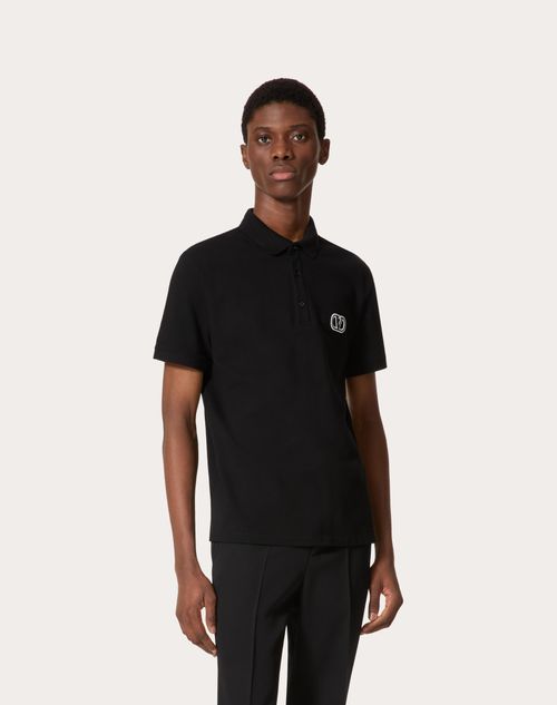 Poloshirt Aus Baumwoll-piqué Mit Vlogo Signature-applikation für Mann in  Schwarz | Valentino DE