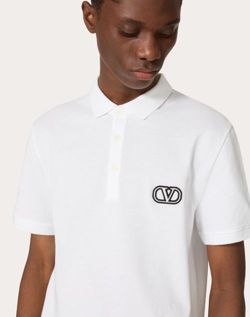 COTTON PIQUÉ POLO SHIRT WITH VLOGO SIGNATURE PATCH