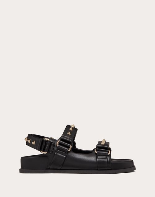 Valentino Garavani - Rockstud Flat Sandal In Nappa Leather - Black - Woman - Woman Sale