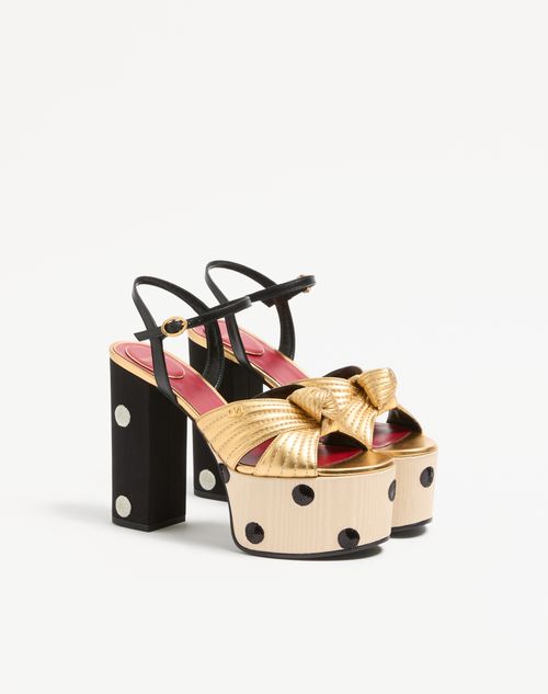 Valentino Garavani - Crasher Platform Sandal With Plus De Pois Embroidery 125mm - Gold/black - Woman - Sandals