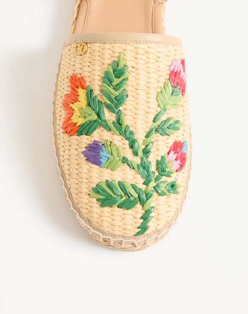 Valentino Garavani - Bribri Raffia Sandal With Floral Embroidery - Beige - Woman - Espadrilles And Wedges