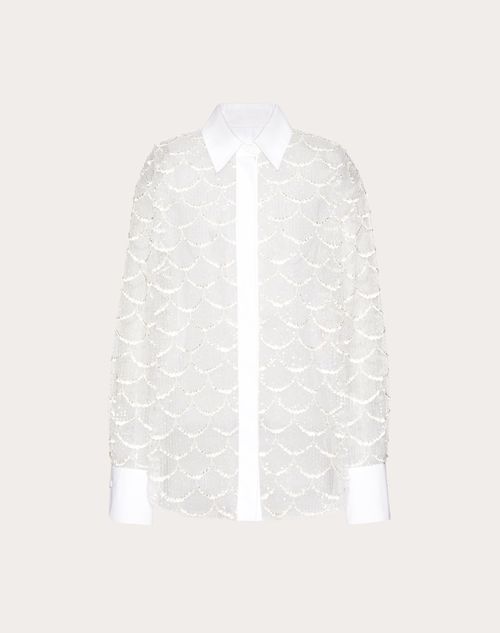 Valentino - Embroidered Tulle Illusione Shirt - Ivory - Woman - Shelf - Pap 