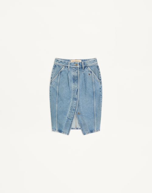 Valentino - Valentino Midirock Aus Denim - Denim - Frau - Denim
