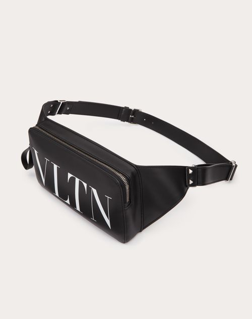 Leather Vltn Belt Bag for Man in Black | Valentino IN