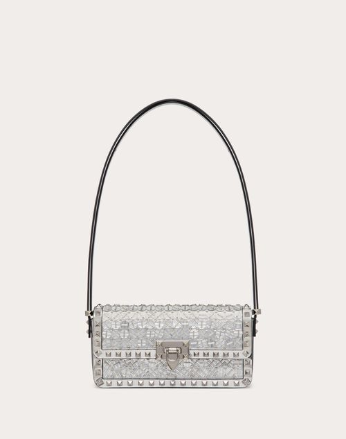 Silver valentino store clutch bag