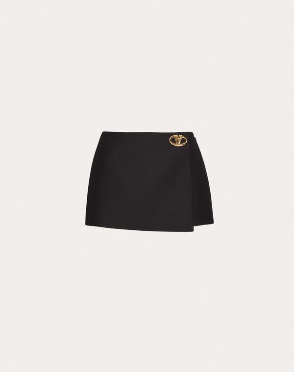 Shop Valentino Crepe Couture Skort Woman Black 42