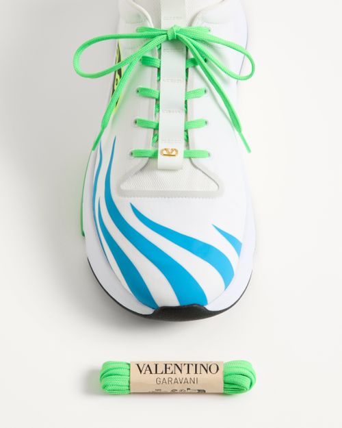 Valentino Garavani - Panther Blaze Low-top Trainer In Ripstop Fabric - White/light Blue - Man - Trainers