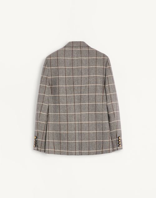 Valentino - Veste Croisée En Laine À Carreaux Valentino - Gris - Homme - Manteaux Et Blazers