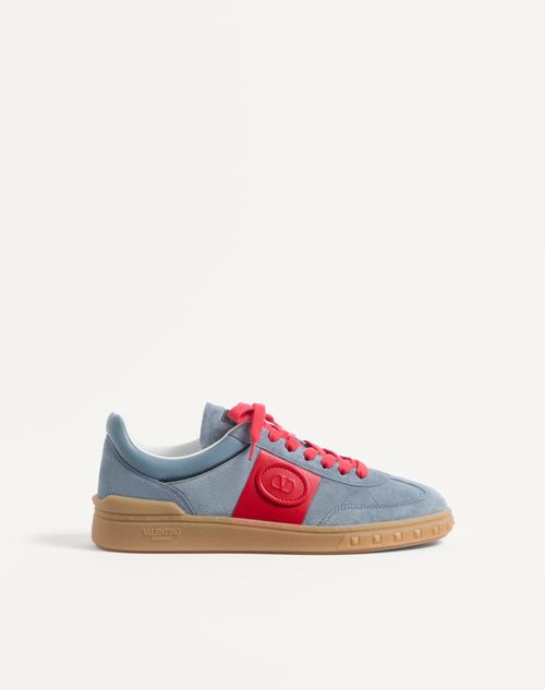 Valentino Garavani - Upvillage Low Top Trainer In Split Leather And Calfskin Nappa Leather - Grey/coral/black - Man - Sneakers