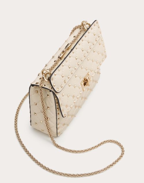 Medium Nappa Rockstud Spike Bag for Woman in Poudre