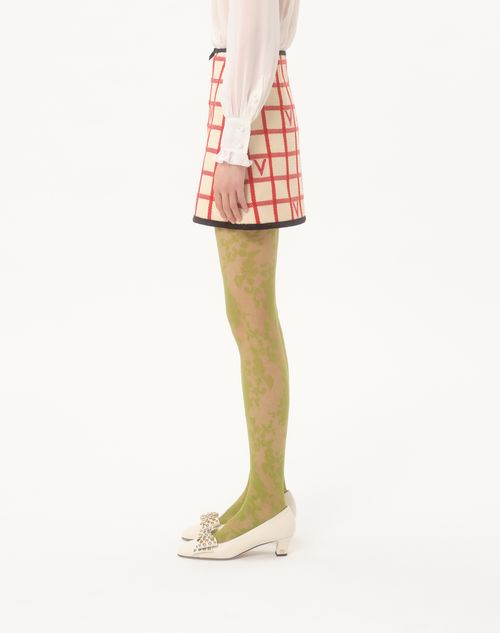 Valentino - Check Skirt With Vlogo - Birch/paris - Woman - Skirts