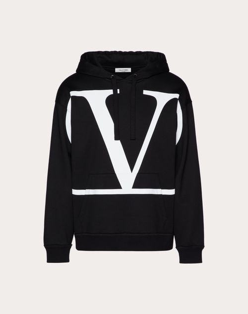 Valentino - Vlogo Signature Hooded Sweatshirt - Black/white - Man - T-shirts And Sweatshirts