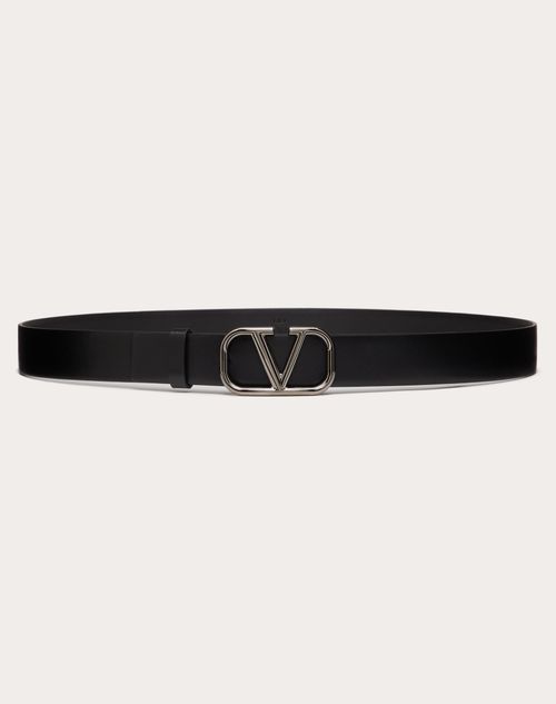 Valentino Garavani - Vlogo Signature Calfskin Belt 30 Mm - Black - Man - Belts