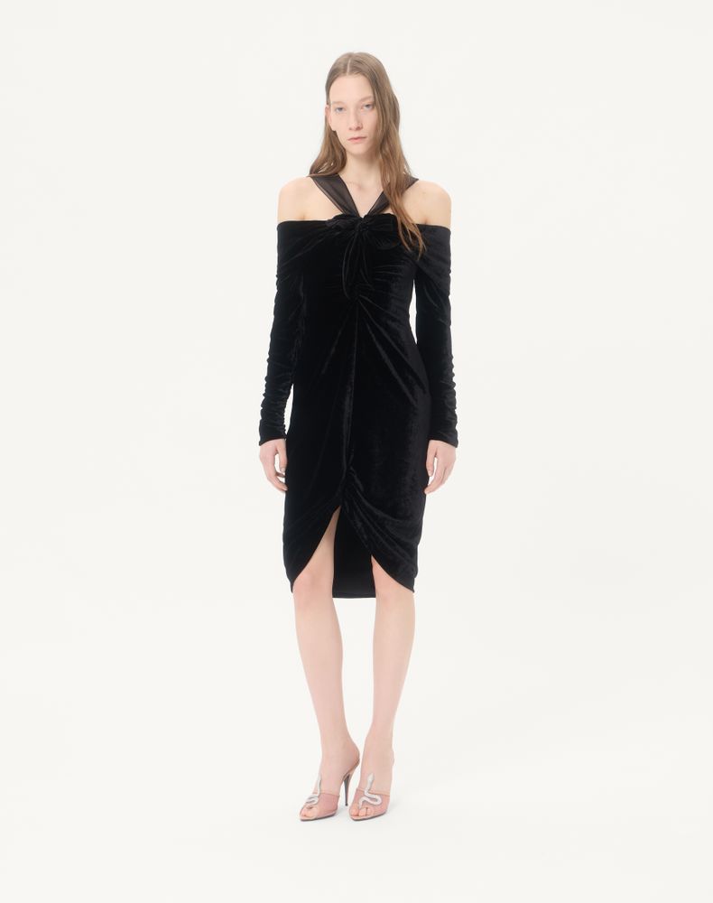 Valentino Velvet Midi Dress Woman Black 42