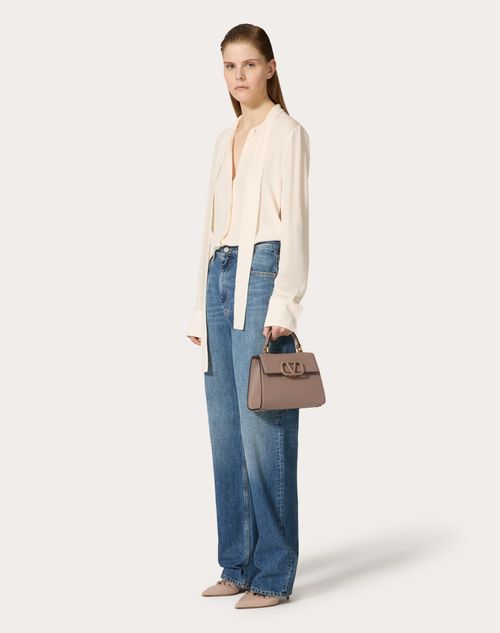 Valentino Garavani - Small Vsling Grainy Calfskin Handbag - Clay/rose Quartz - Woman - Top Handle Bags