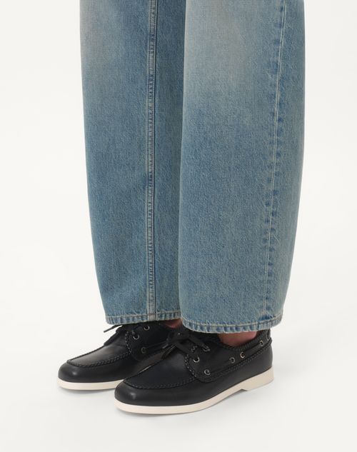 Valentino Garavani - Palm Avenue Kidskin Boat Shoe - Black - Man - Shelf - M Shoes - Palm Avenue