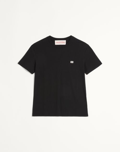Valentino - Cotton T-shirt With Vlogo Patch - Black - Man - T-shirts And Sweatshirts