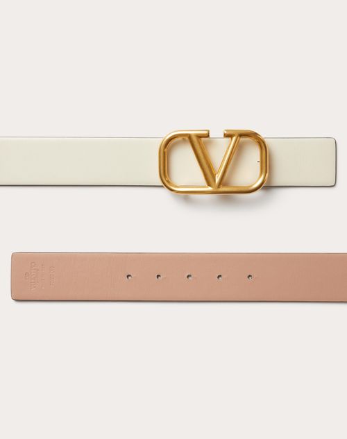 REVERSIBLE VLOGO SIGNATURE BELT IN GLOSSY WHITE BLACK CALFSKIN GHW 40 MM