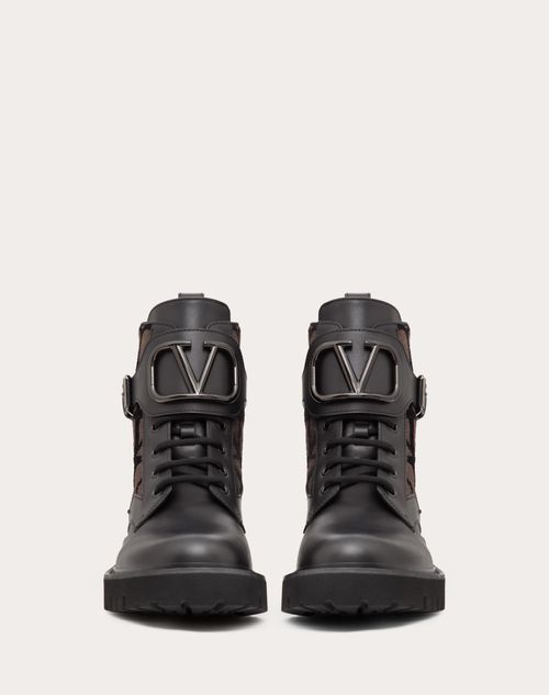 Vlogo Signature Combat Boot In Calfskin And Toile Iconographe 35mm for ...