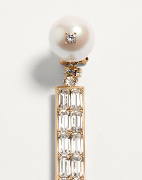 Valentino Garavani - San Fin Metal Earrings With Swarovski® Crystals And Pearls - Gold/cream/crystal - Woman - Fashion Jewelry