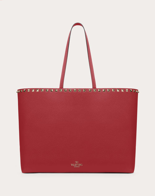 Rockstud Medium Leather Tote Bag in Pink - Valentino Garavani