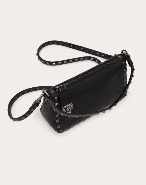 Valentino Garavani Small Rockstud Grainy Calfskin Crossbody Bag Woman Black Onesize