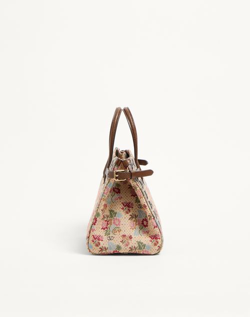 Valentino Garavani - Valentino Garavani Antibes Small Jacquard And Karung Fabric Shopping Bag - Multicolour/tobacco - Woman - Woman Bags & Accessories Sale