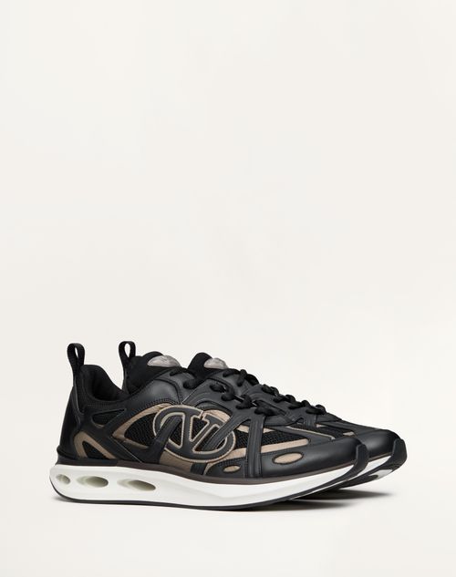 Valentino Garavani - Vlogo Easyjog Low-top Sneaker In Calfskin And Fabric - Black - Man - Man Shoes Sale