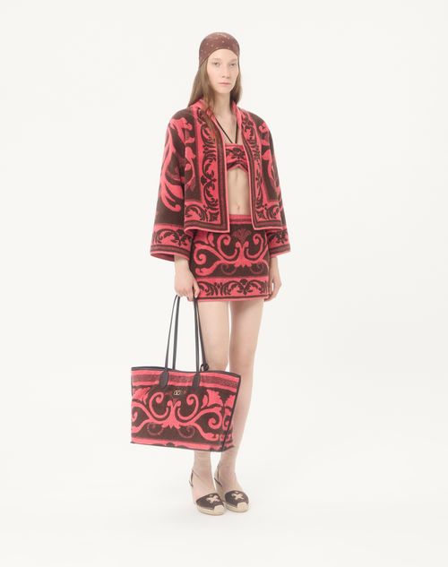 Valentino Garavani - Valentino Garavani Medium Einkaufstasche Aus Frottee - Koral/schokolade - Frau - Shopper Taschen