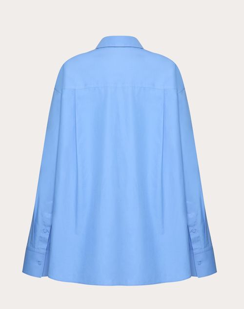 Valentino - Compact Popeline Blouse - Azure - Woman - Shirts And Tops