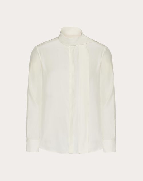 Valentino - Washed Silk Shirt With Neck Tie - Ivory - Man - Shirts