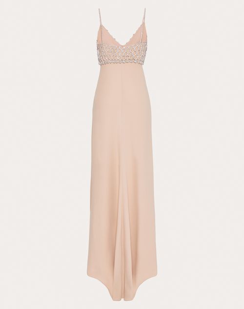 Valentino - Embroidered Couture Cady Long Dress - Poudre/silver - Woman - Gowns