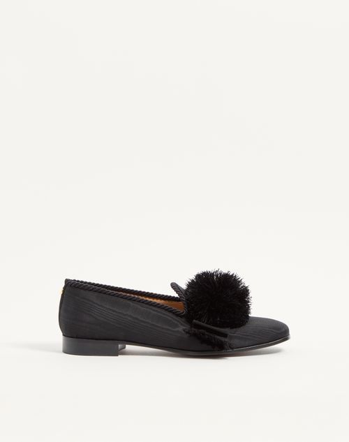 Valentino Garavani - Bowow Moiré Fabric Moccasin - Black - Man - Man