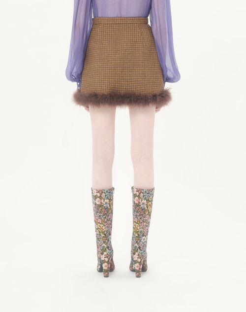Valentino - Short Houndstooth Skirt - Brown - Woman - Skirts