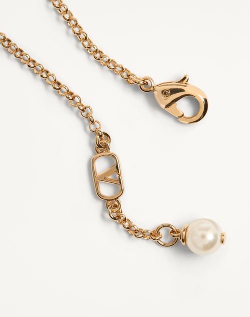 Valentino Garavani - Ovalette Bracelet In Metal And Swarovski® Pearl - Gold/cream - Woman - Jewellery