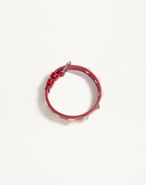 Valentino Garavani - Valentino Garavani Rockstud Leather Bracelet - Red - Woman - Jewelry