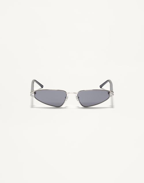 Valentino - Metal Cat-eye Eyewear - Silver/black/grey - Woman - Eyewear