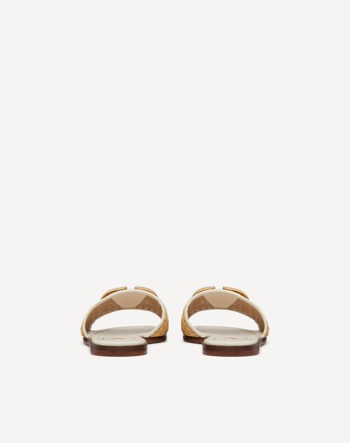 Valentino Garavani - Vlogo Signature Woven Raffia Slide Sandal 80mm - Natural/ivory - Woman - Slides And Thongs