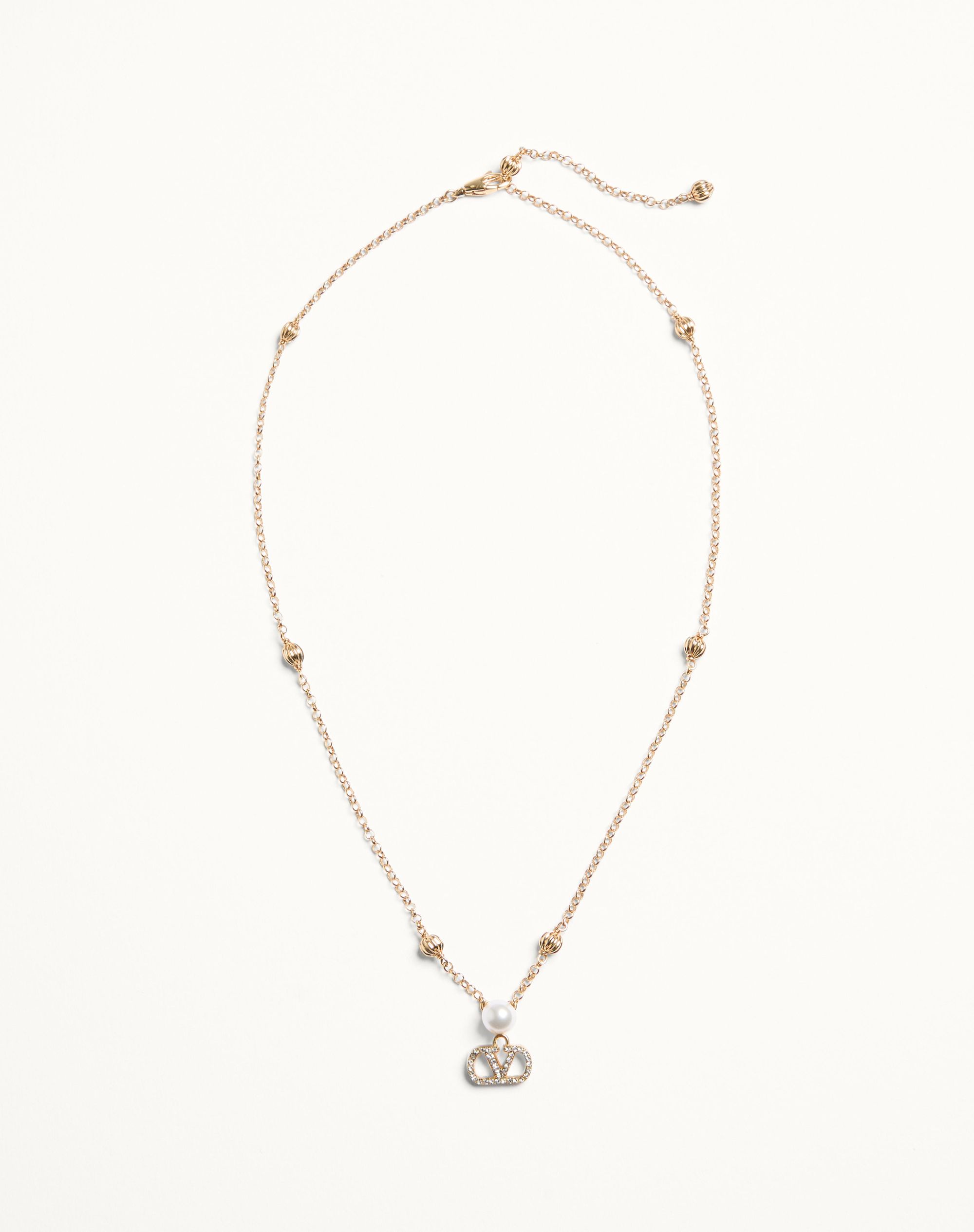 VLogo Signature Necklace in Metal, Pearl and Swarovski%C2%AE Crystals ?quality=80&size=35&format=auto
