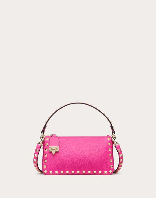 Valentino Garavani - Petit Sac À Bandoulière Rockstud En Veau Grainé - Pink Pp - Femme - Mini Et Micro Sacs À Main