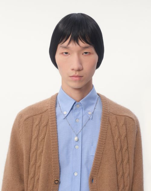 Valentino Garavani - Vlogo Signature Metal, Pearl And Swarovski® Crystal Necklace - Palladium/cream - Man - Jewelry